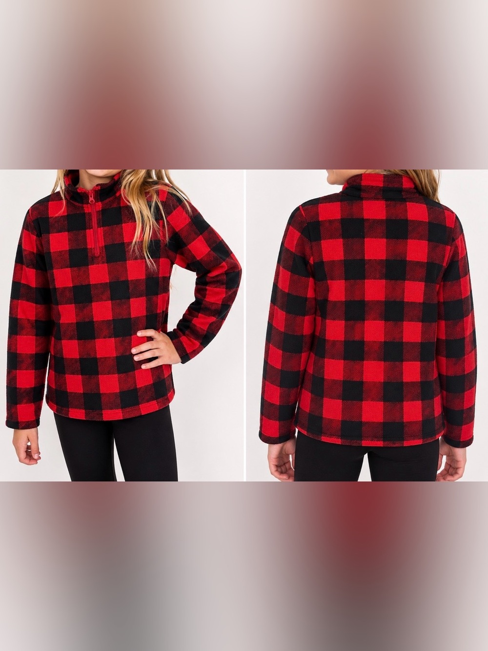 ❤️🖤 Buffalo Plaid Quarter-Zip Fleece  | GIRLS SIZE 10/12